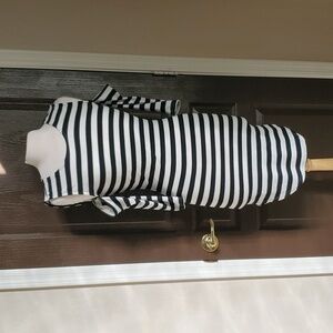 Bodycon Black & White Striped Open Shoulder Dress nwot